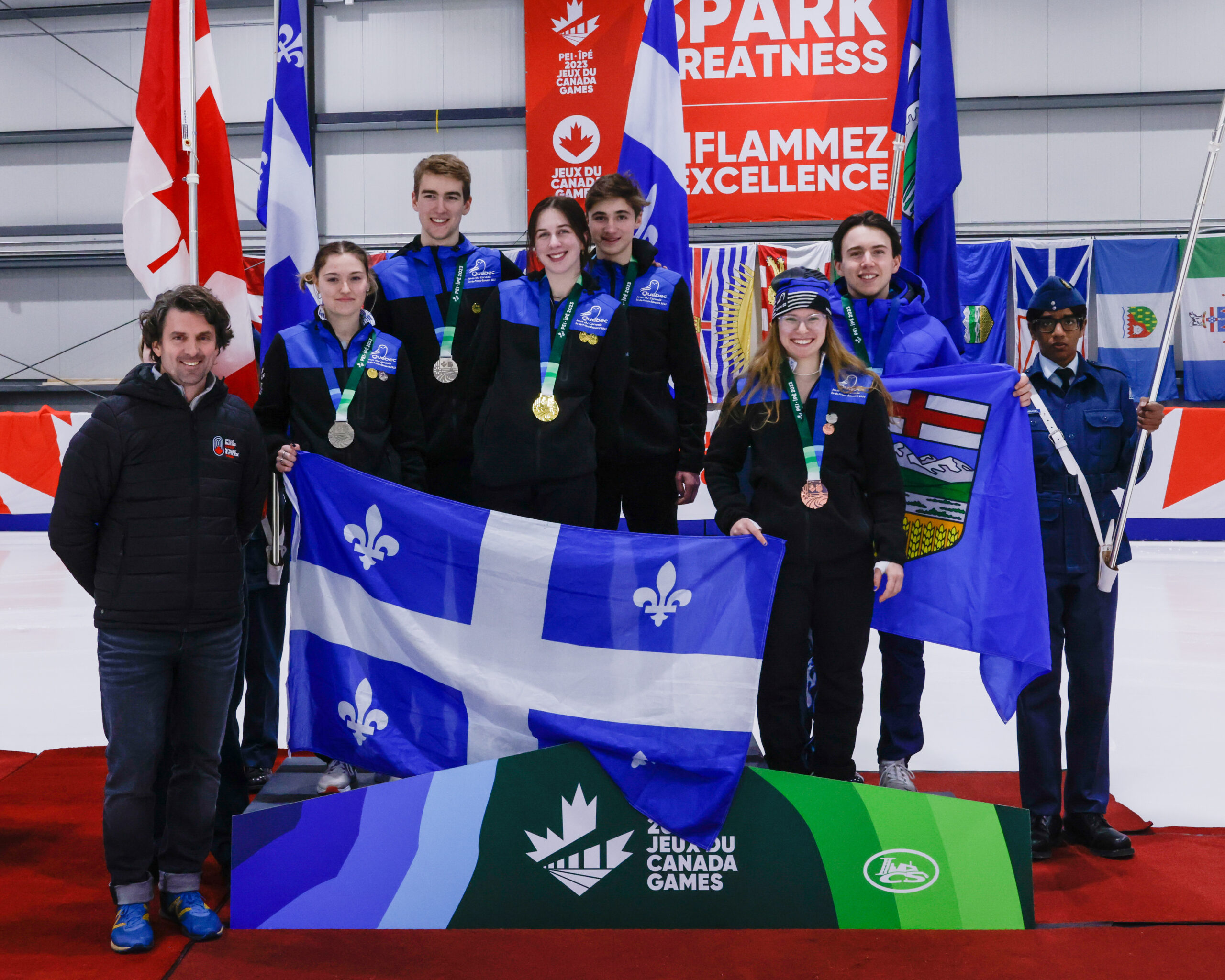 IPE 2023: Cinq athlètes du Québec accèdent au podium du 1000m courte piste  aux Jeux d'hiver du Canada - Speed Skating Canada
